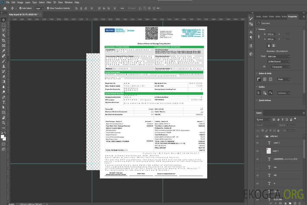 Faux relevé bancaire sous licence India Reliance General Insurance Company Limited, modèle Word et PDF, 2 pages template Faux relevé bancaire sous licence India Reliance General Insurance Company Limited, modèle Word et PDF, 2 pages template